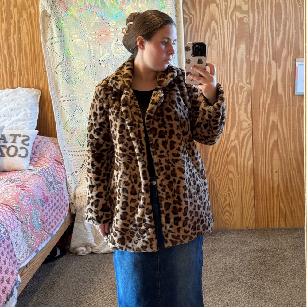 Leopard Print Faux Fur Coat